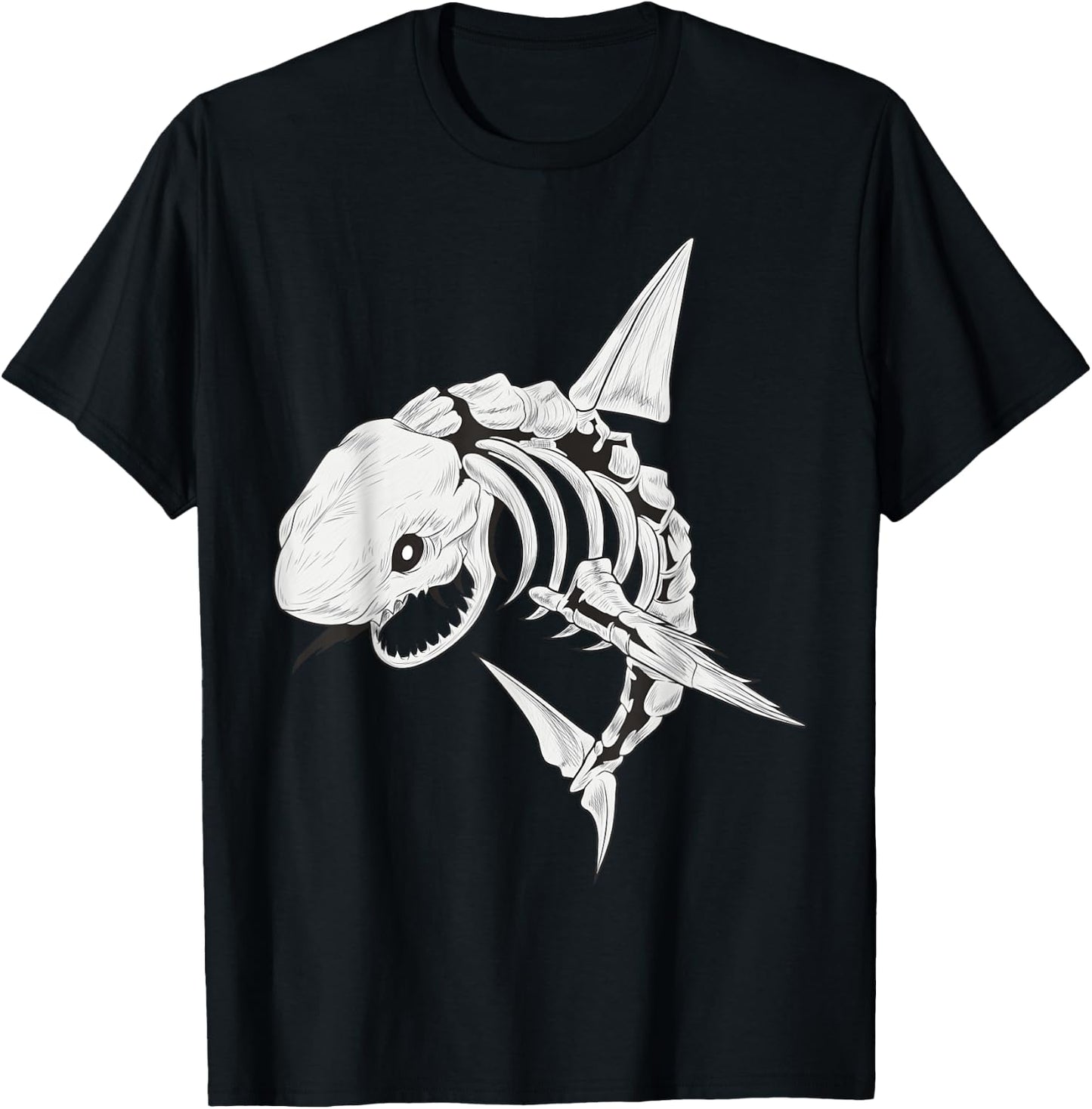 Shark Skeleton Shirt Spooky Shark Halloween Costumes Skull T-Shirt - T-Shirt | Black