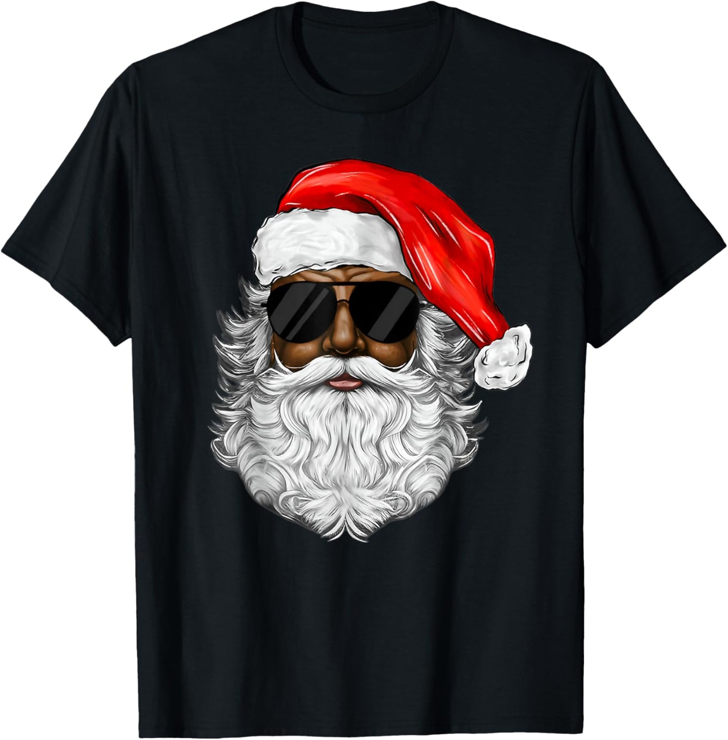 Santa Claus Black Man Christmas Xmas Family Pajamas Holiday T-Shirt - T-Shirt | Black
