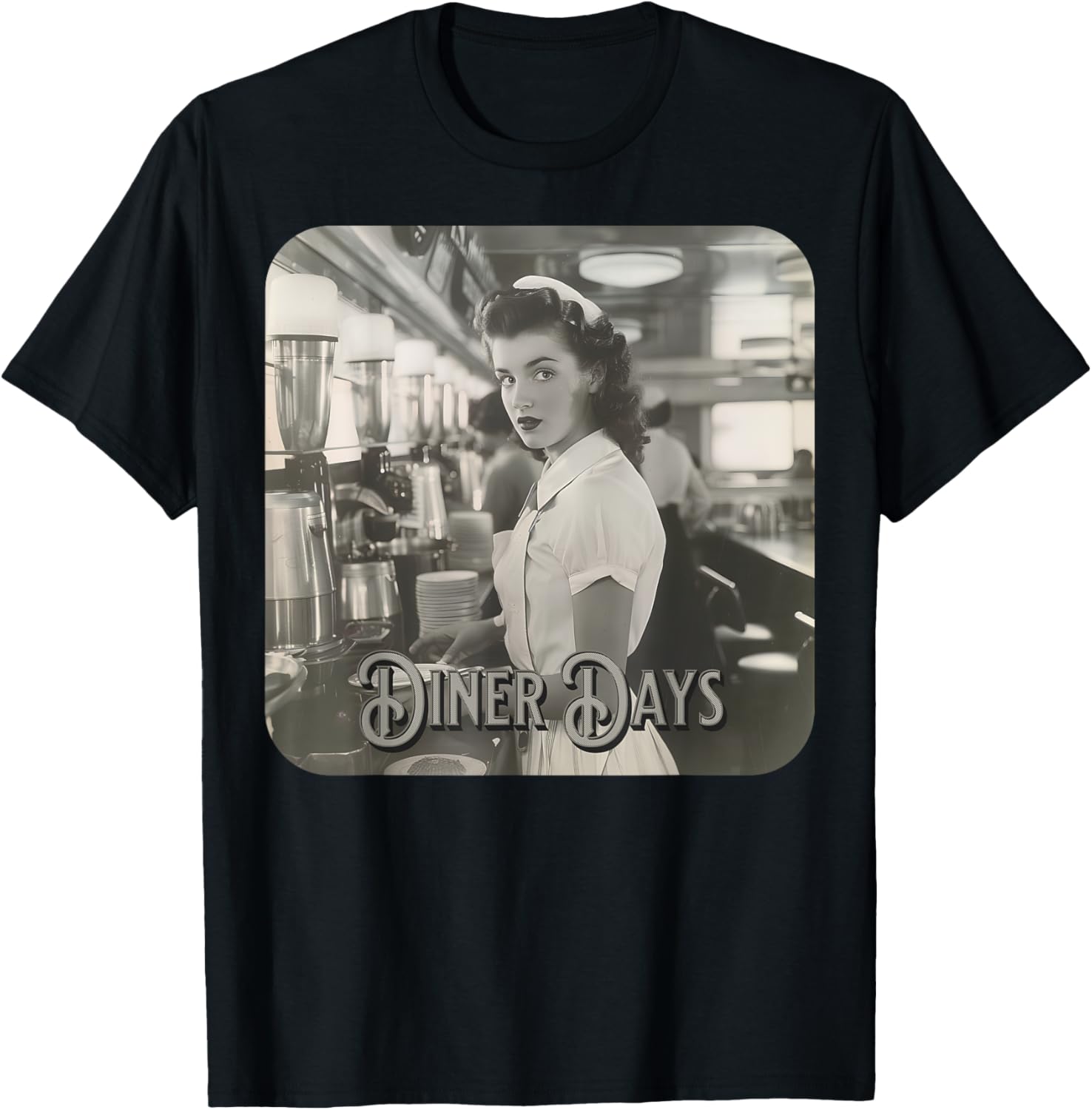 Vintage Diner Days T-Shirt - T-Shirt | Black