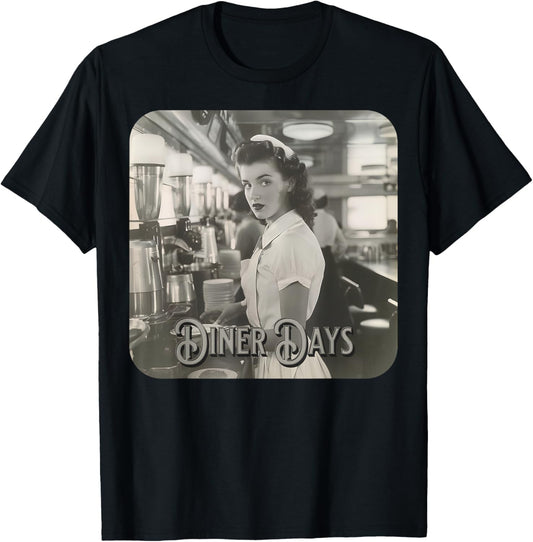 Vintage Diner Days T-Shirt - T-Shirt | Black