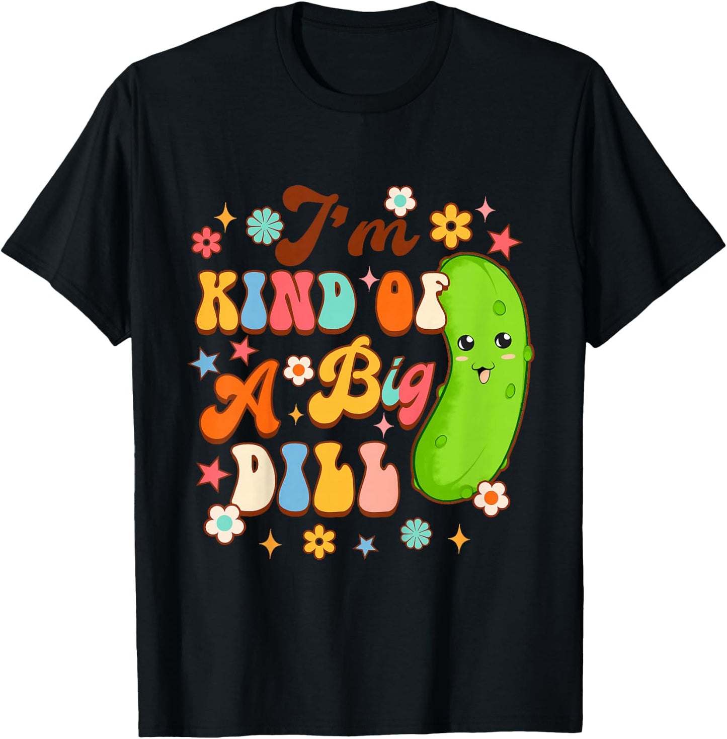 Kids Pickle Lover Cucumber Baby Shower I'm Kind Of A Big Dill T-Shirt - T-Shirt | Black