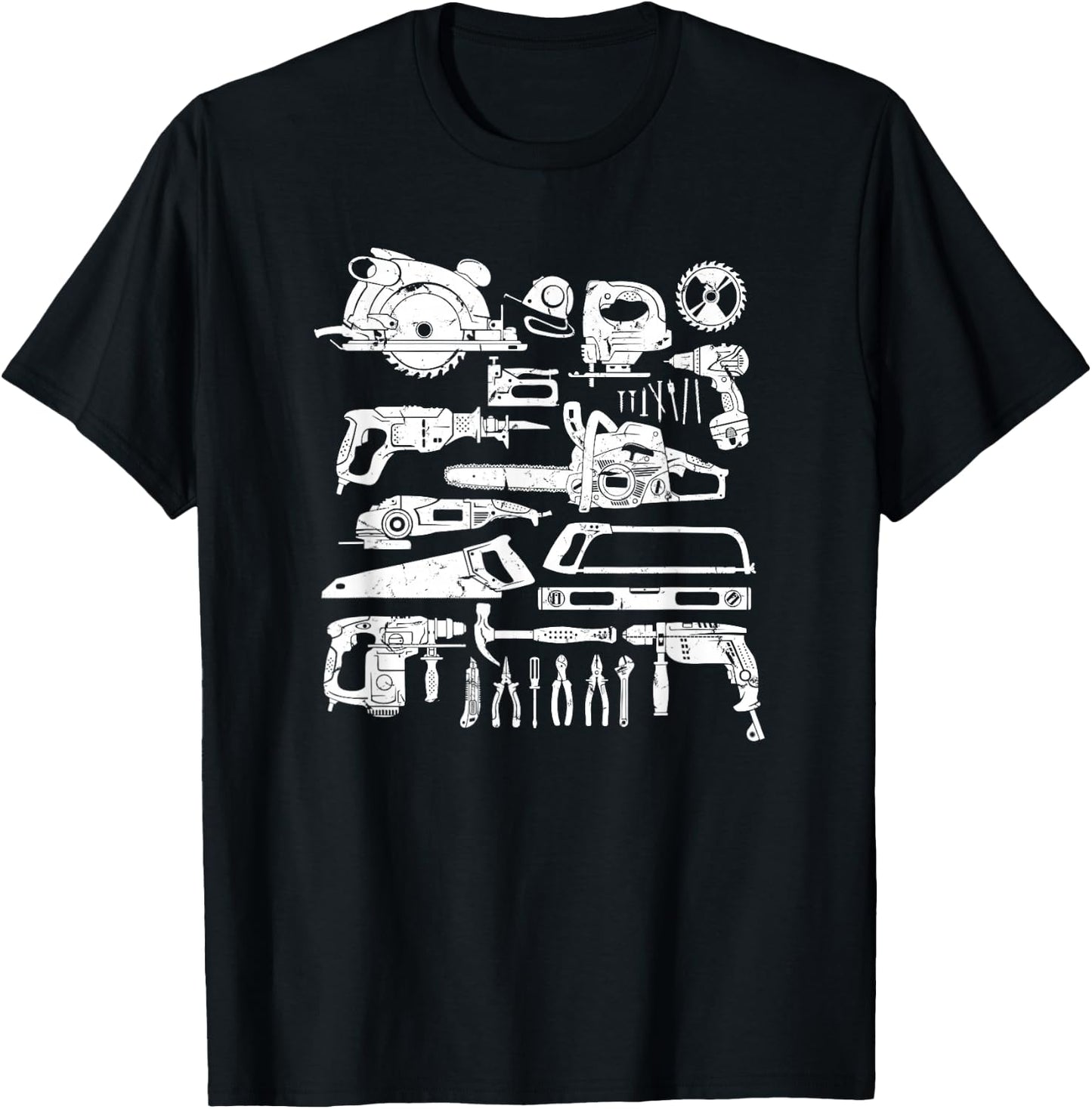 Carpenter Mechanic Hand Power Tool Saw Handyman Woodworker T-Shirt - T-Shirt | Black