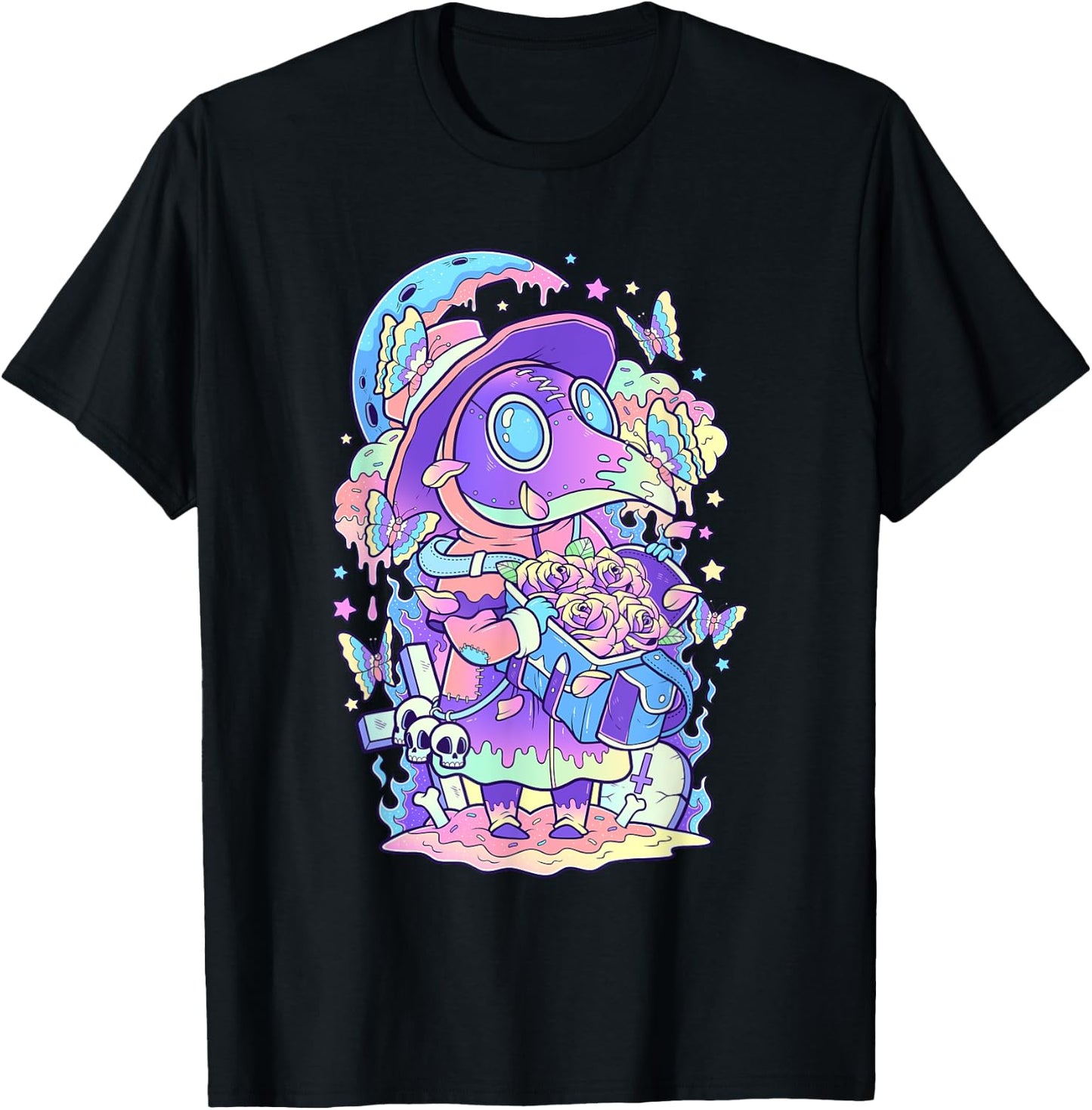 Kawaii Pastel Goth Cute and Scary Plague Doctor T-Shirt - T-Shirt | Black