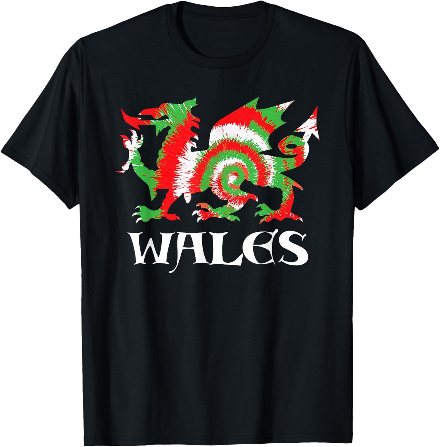 Tie-Dye Flag of Wales CYMRU Welsh Dragon T-Shirt - T-Shirt | Black