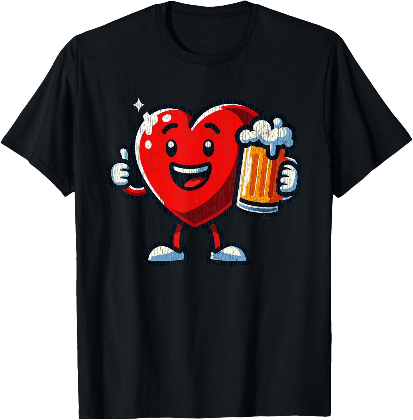 Beer Valentines Hearts Day Funny Lover Men Women T-Shirt - T-Shirt | Black