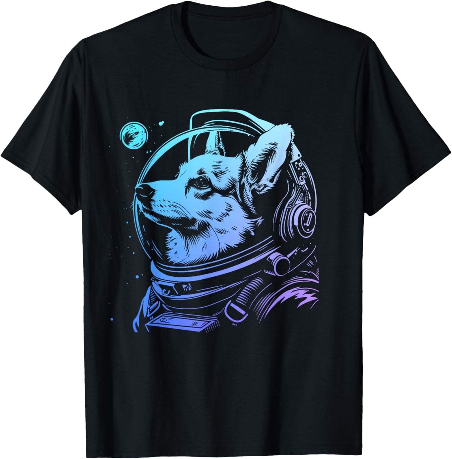 Corgi Astronaut Funny Cute Dog Space Suit T-Shirt - T-Shirt | Black