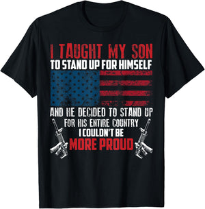 Cool I Taught My Son To Stand | Funny US Army Parents Gift T-Shirt - T-Shirt | Black
