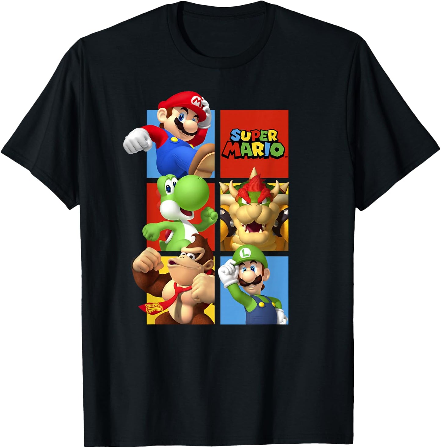 Super Mario Classic Character Box Up T-Shirt - T-Shirt | Black