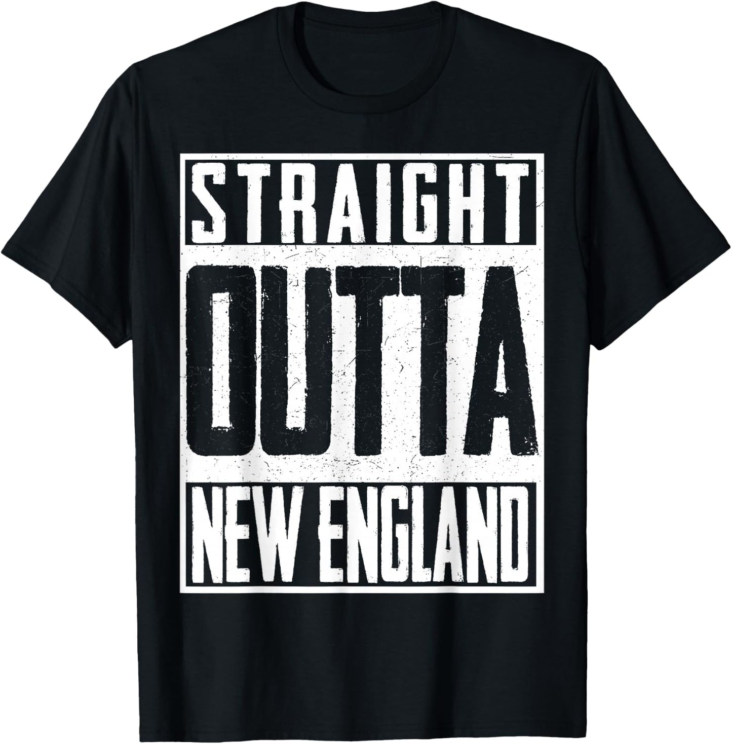 Straight Outta New England Pride Patriot Born in America T-Shirt - T-Shirt | Black
