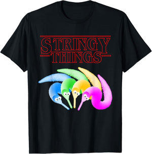 Stringy Things, Fuzzy Magic Worm on a String Meme T-Shirt - T-Shirt | Black