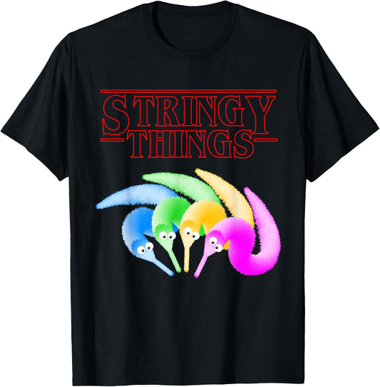 Stringy Things, Fuzzy Magic Worm on a String Meme T-Shirt - T-Shirt | Black