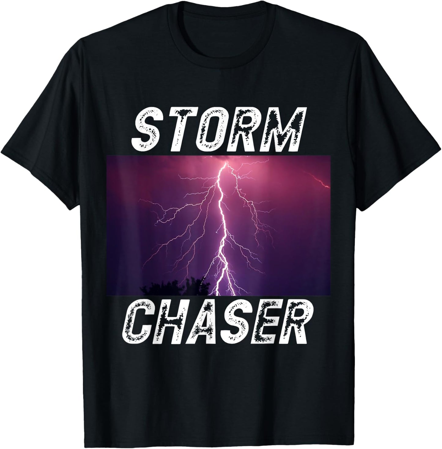 Storm Chaser Lightning Picture Weather Meteorologist T-Shirt - T-Shirt | Black