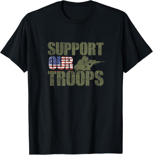 Vintage US Military Support Our Troops American Flag T-Shirt - T-Shirt | Black
