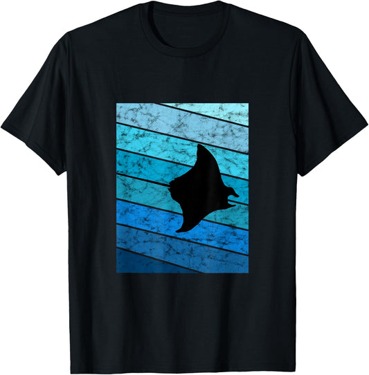 Manta Vintage Retro Ocean Stingray Manta Ray T-Shirt - T-Shirt | Black
