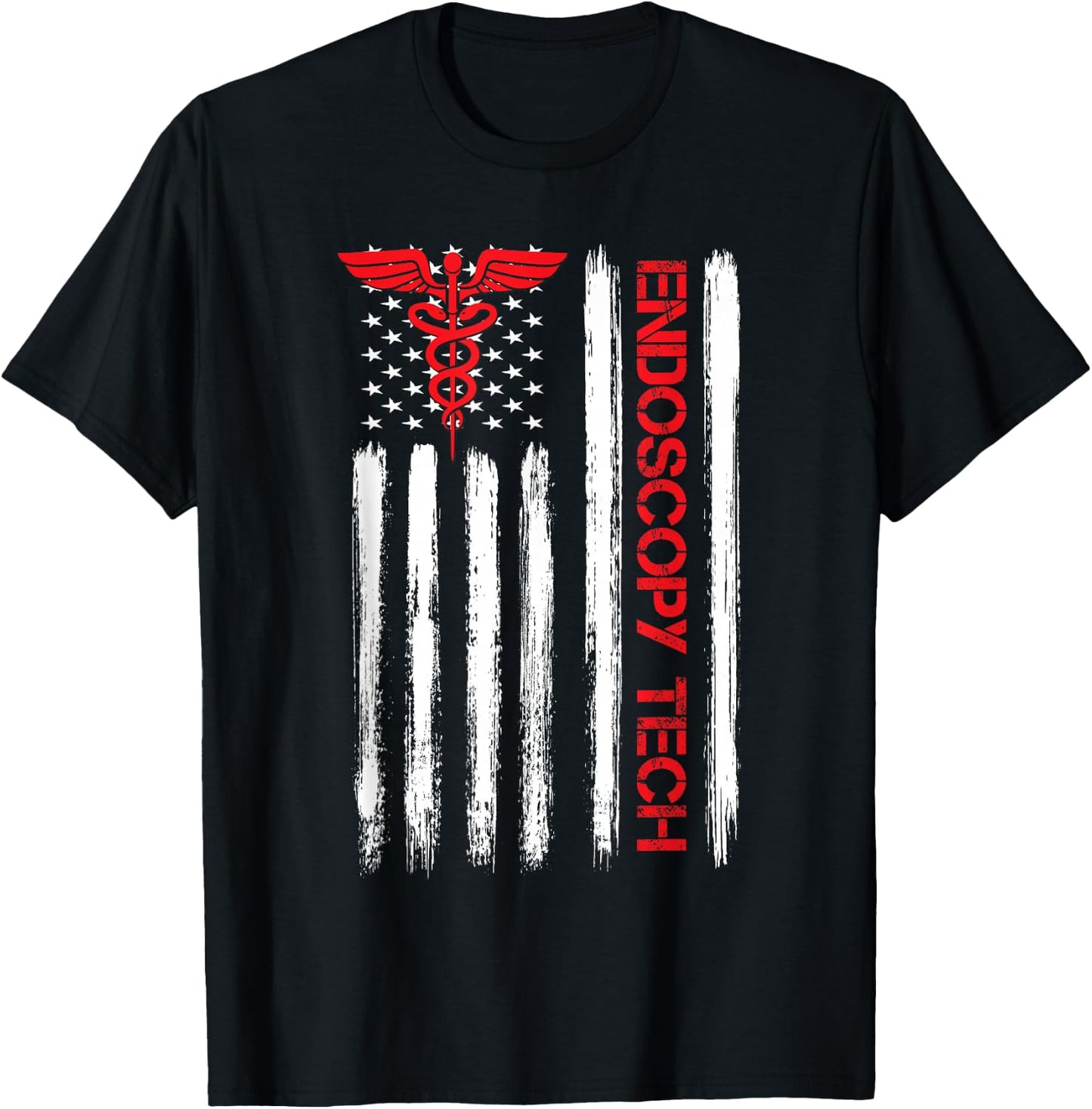 US Flag Endoscopy Tech Technologist Gastroenterologist GI T-Shirt - T-Shirt | Black