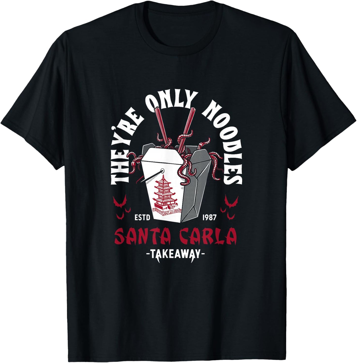 They're Only Noodles - Vampire Chinese Food - Vintage Horror T-Shirt - T-Shirt | Black