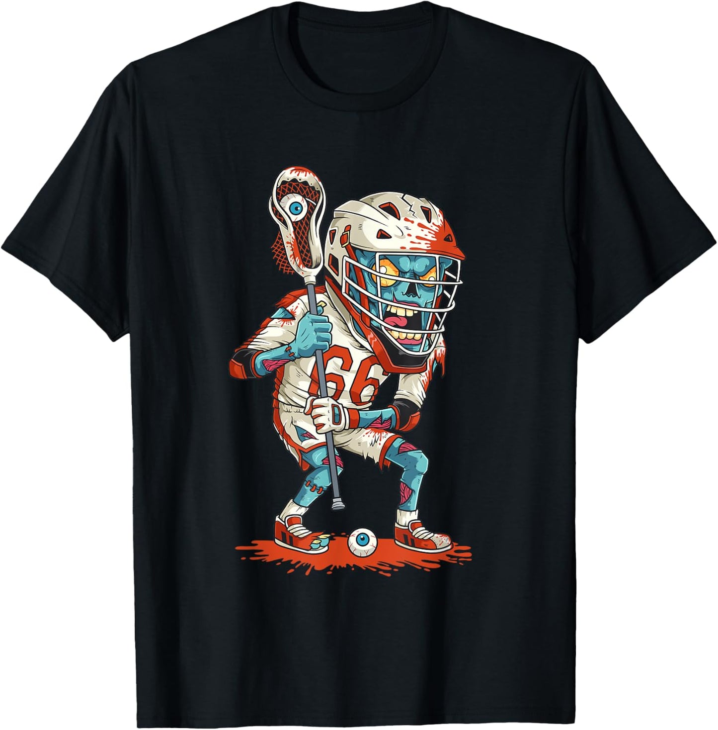 Funny Lacrosse Zombie Player Lax Lazy Halloween Costume Gift T-Shirt - T-Shirt | Black