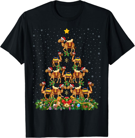 Camel Christmas Tree Gift Funny Christmas Camel T-Shirt - T-Shirt | Black