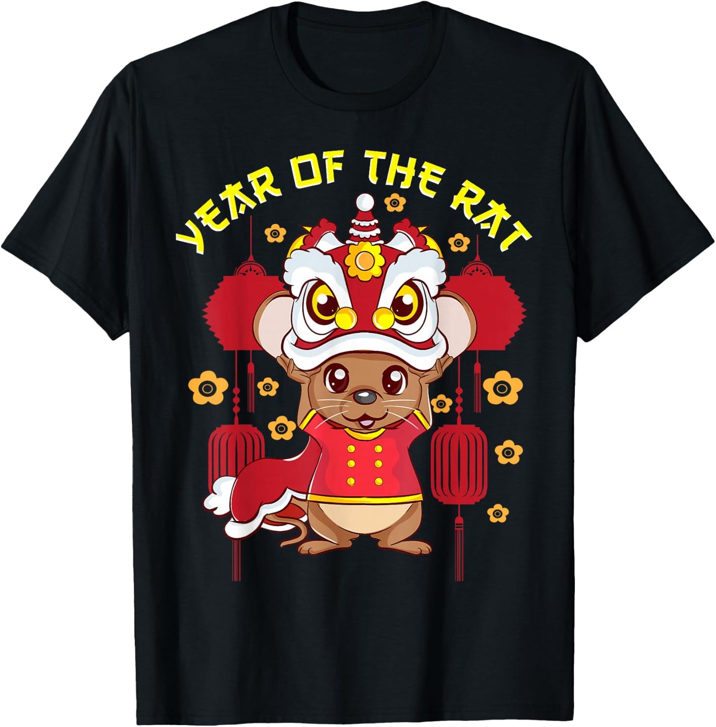 Year Of The Rat Shirt Chinese New Year 2020 Lion Dance T-Shirt - T-Shirt | Black