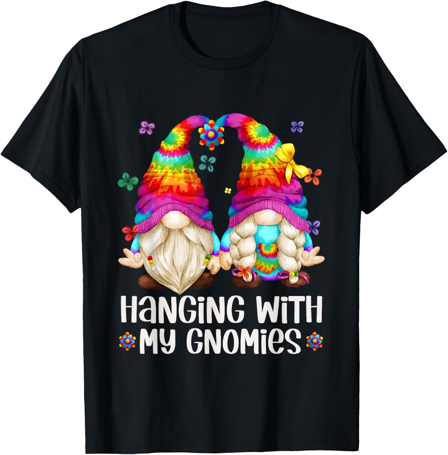 Hippie Gnome For Summer Vacation For Hanging With My Gnomies T-Shirt - T-Shirt | Black
