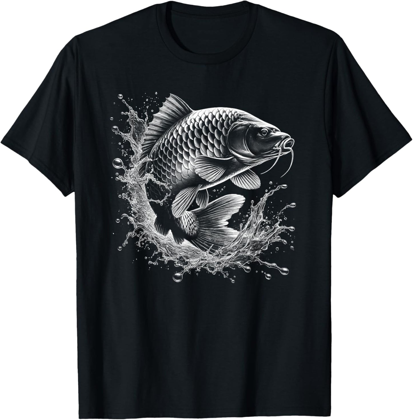Carp Jumping Out of the Water - Fish Design for Fishermen T-Shirt - T-Shirt | Black