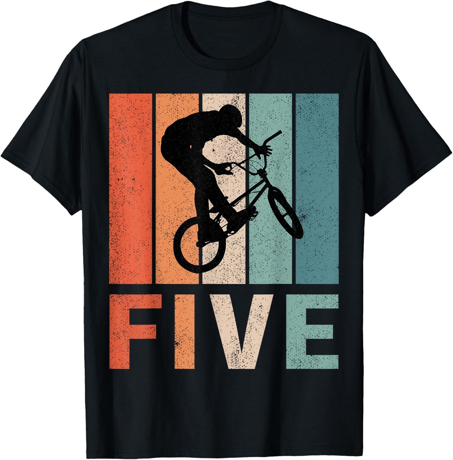 5th Birthday Retro BMX Bicycle Bike Boys Kids 5 Years Old T-Shirt - T-Shirt | Black