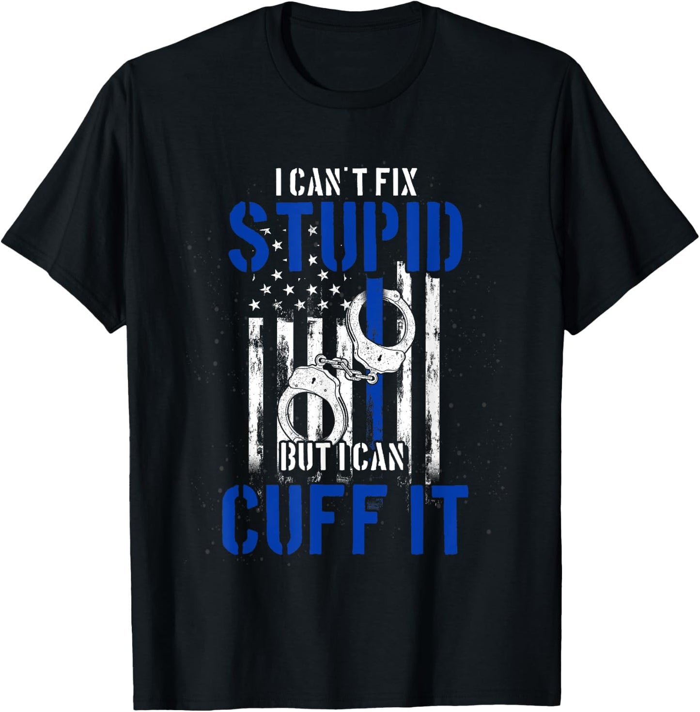 Funny Policeman Gift Cuff Law Enforcement Police T-Shirt - T-Shirt | Black