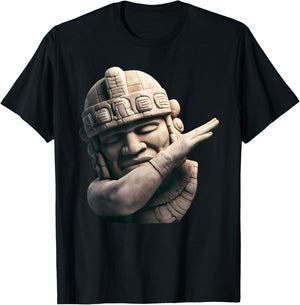 Olmec Colossal Head Dabbing Giant Statues Mexico Funny T-Shirt - T-Shirt | Black