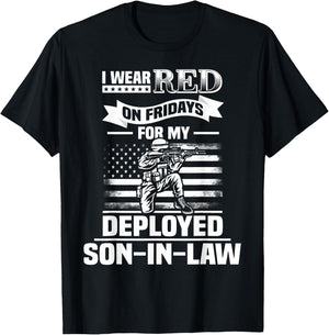 Red Friday For My Son-In-Law Military Troops Deployed Wear T-Shirt - T-Shirt | Black