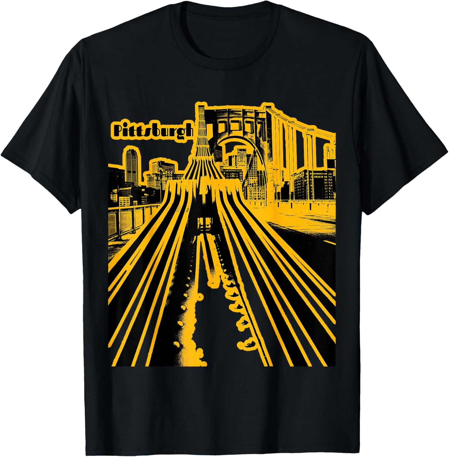 Pittsburgh Steel City Skyline Pennsylvania Bridge 412 Home T-Shirt - T-Shirt | Black