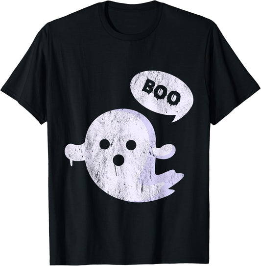 Boo Ghost Halloween T-Shirt - T-Shirt | Black