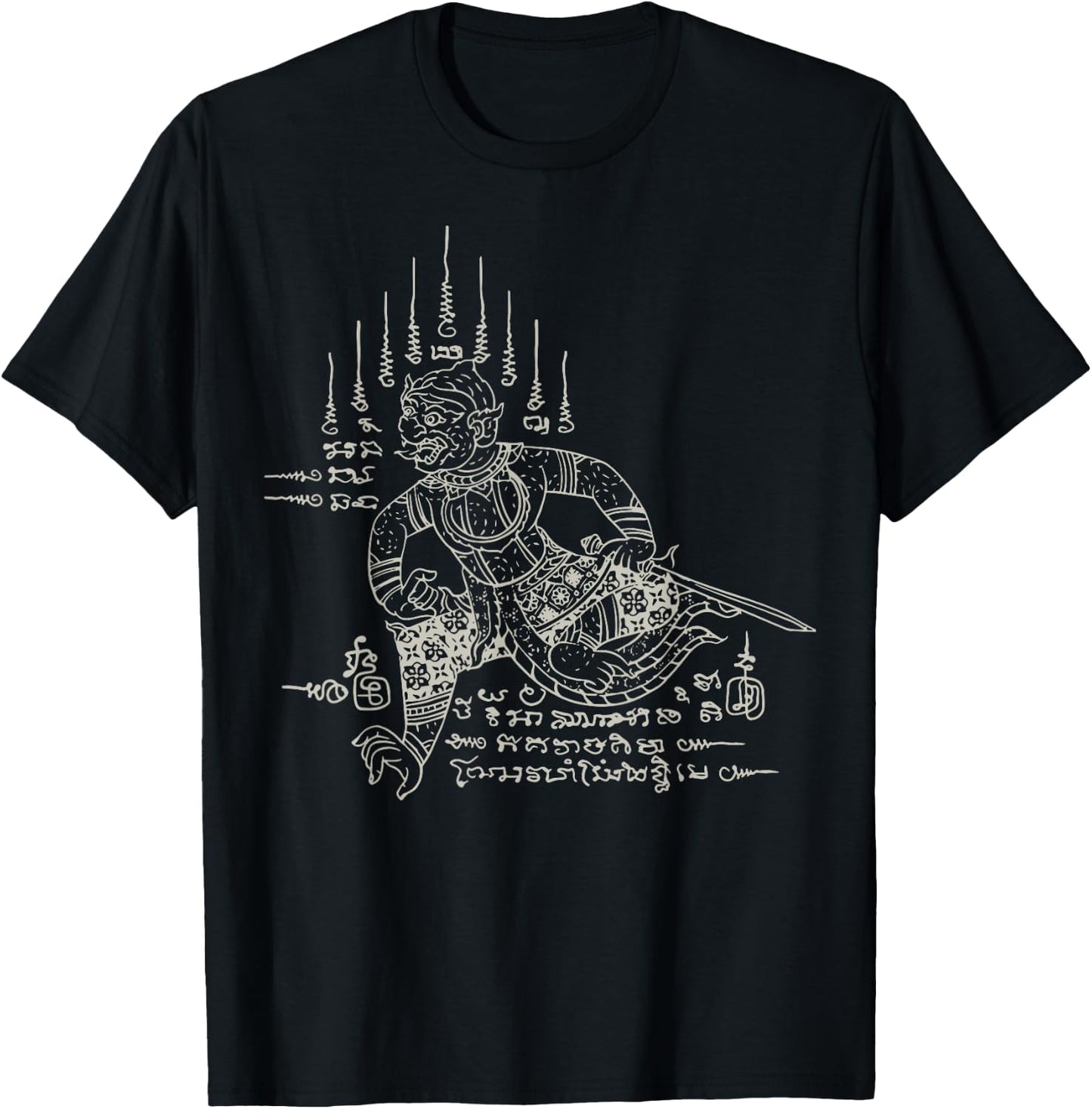 Sak Yant Thai Tattoo Hanuman Mythical Yantra Thailand Gift T-Shirt - T-Shirt | Black