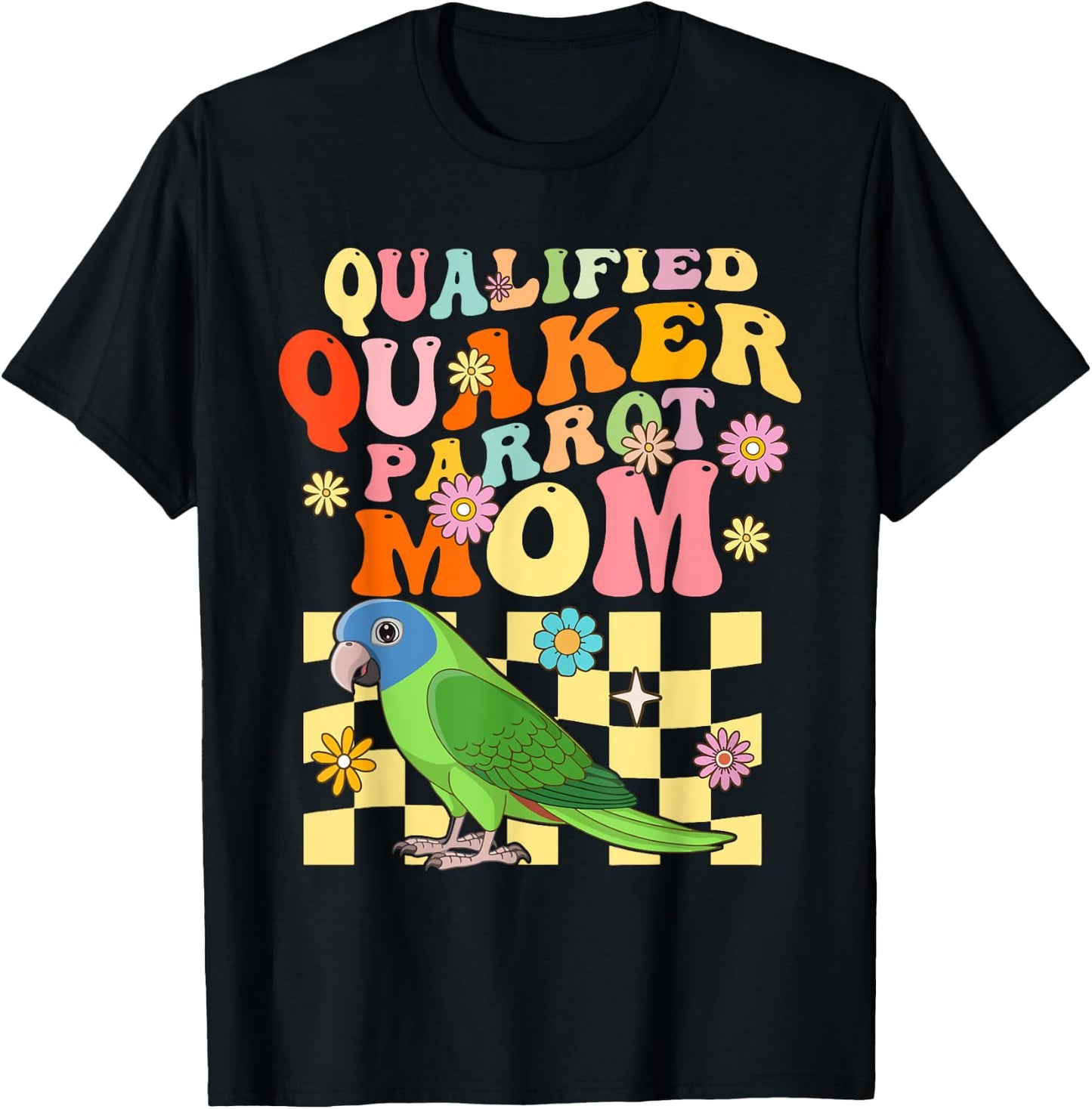 Qualified Quaker Parrot Mom Groovy Parrot Bird Woman T-Shirt - T-Shirt | Black