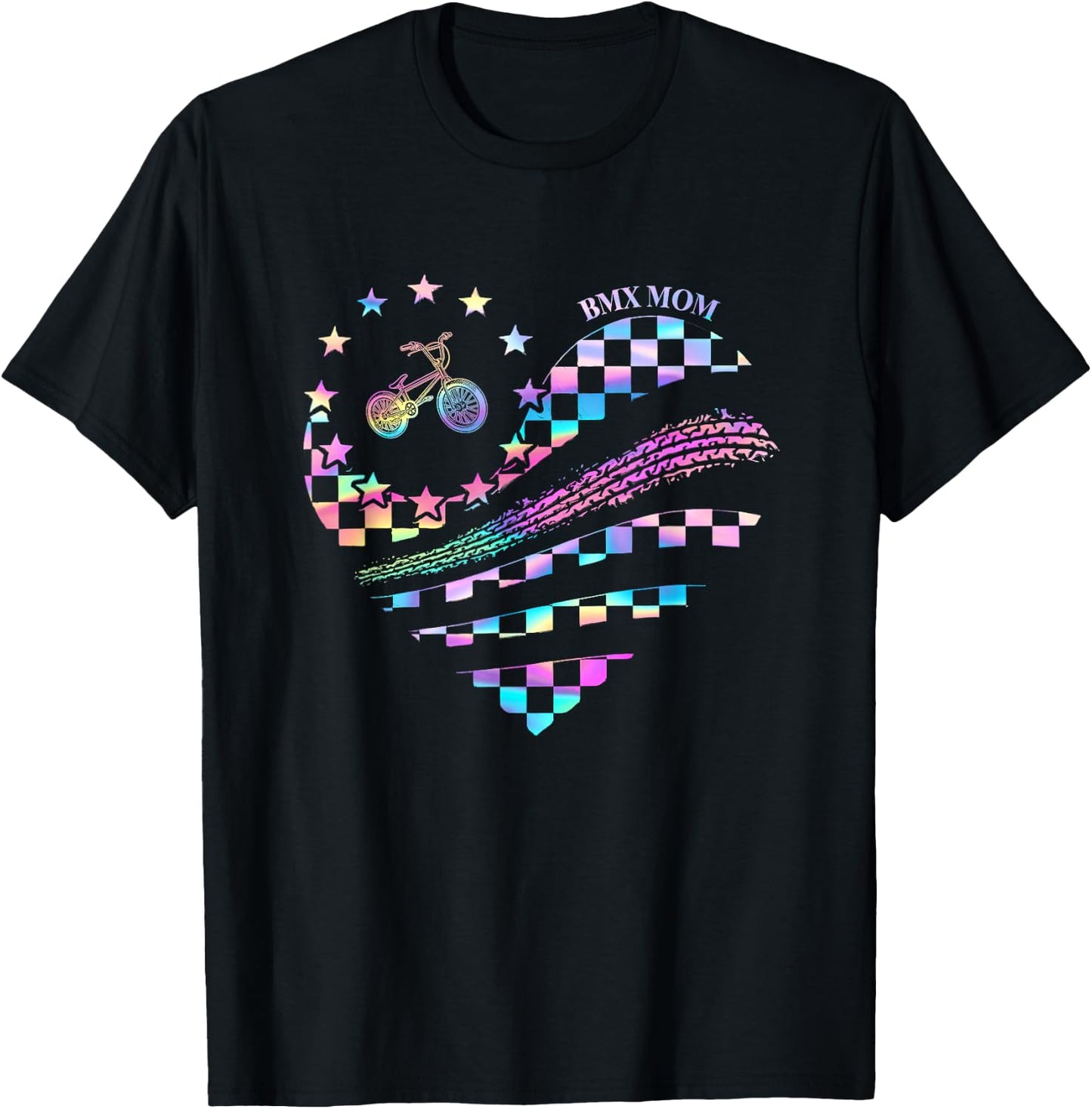 BMX MOM HEART RainBow T-Shirt - T-Shirt | Black