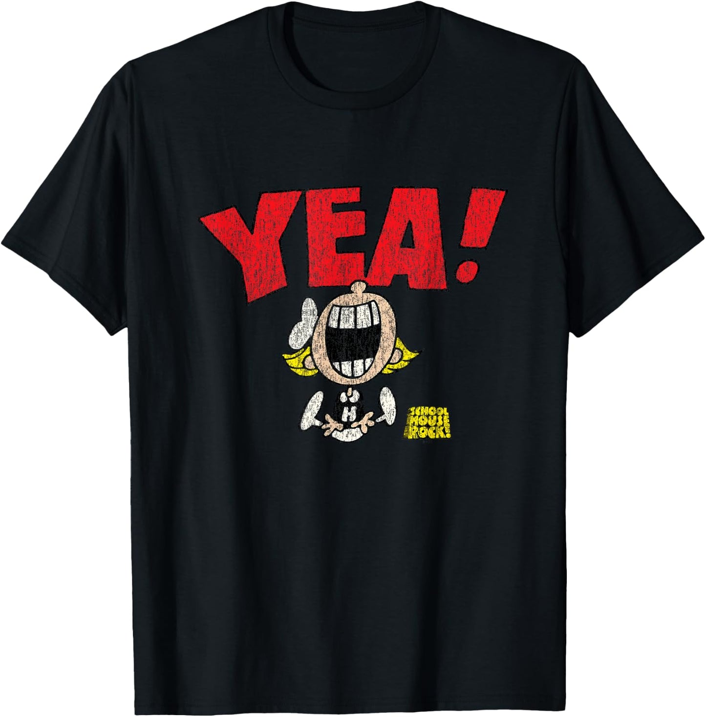 Schoolhouse Rock Yea! Cheerleader Vintage Distressed TV Show T-Shirt - T-Shirt | Black