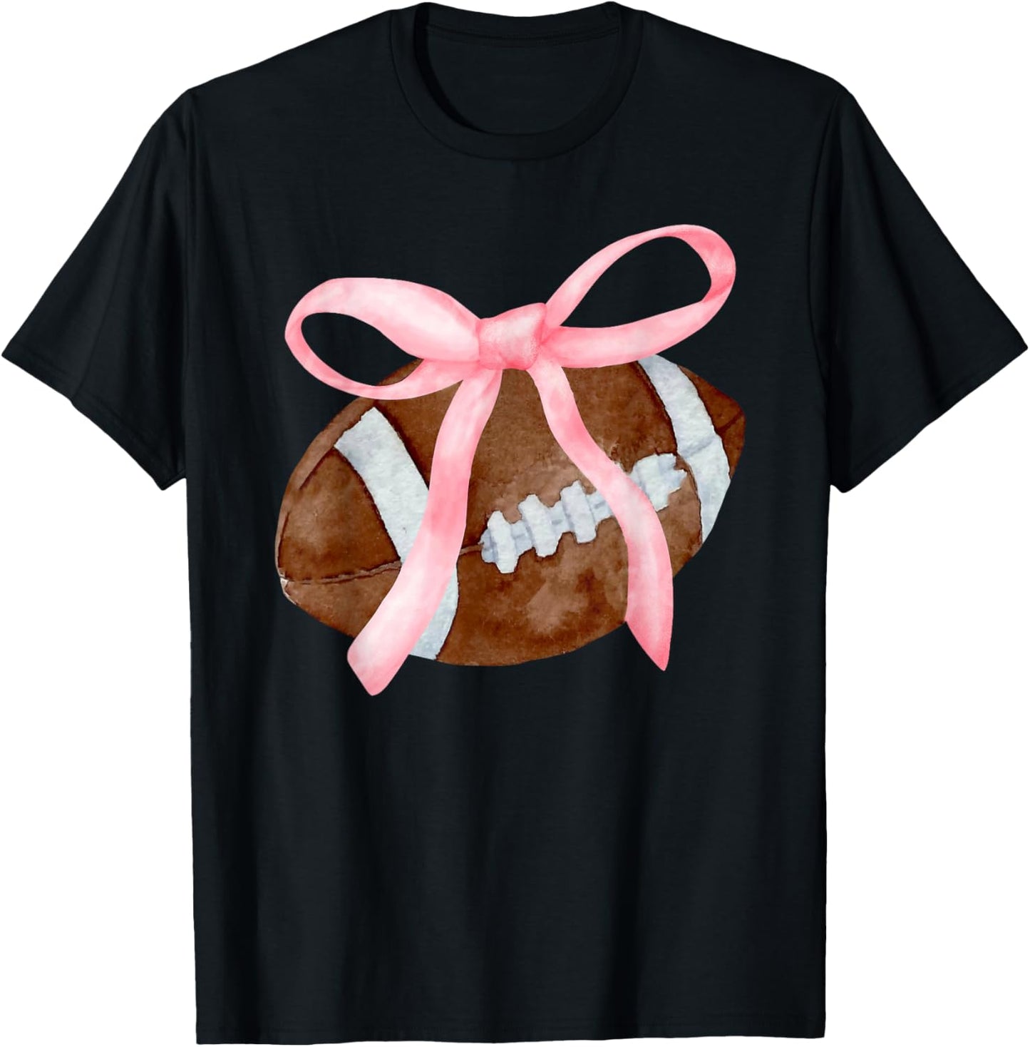 Coquette Bow American Football Game Day Thanksgiving Autumn T-Shirt - T-Shirt | Black