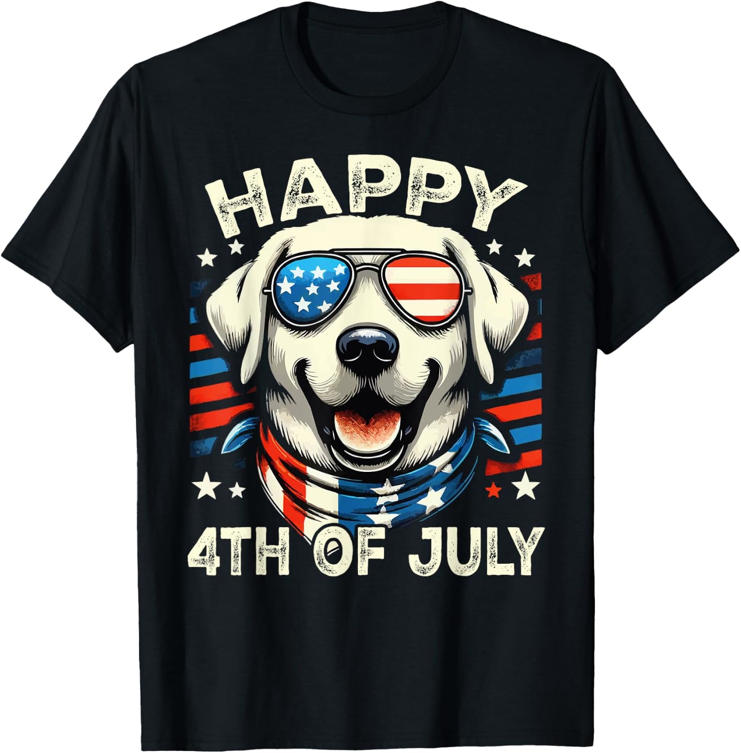 4th of July Patriotic American Labrador Retriever Veterans T-Shirt - T-Shirt | Black