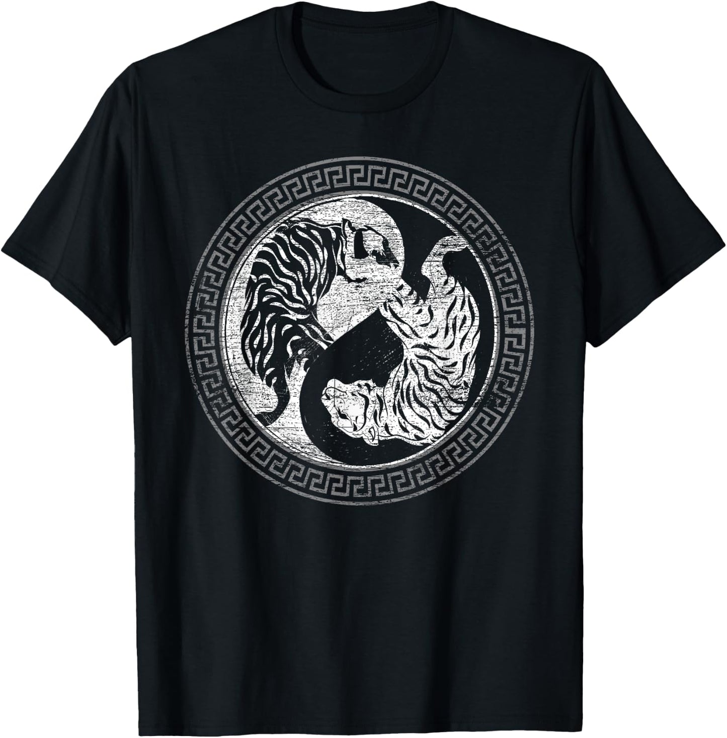 Yin Yang Asian Predator Wildlife Animal Wild Cat Tiger Women Kids T-Shirt - T-Shirt | Black
