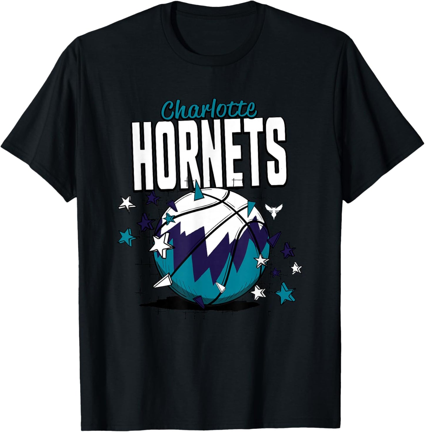 NBA Charlotte Hornets Basketball Doodle Stars T-Shirt - T-Shirt | Black