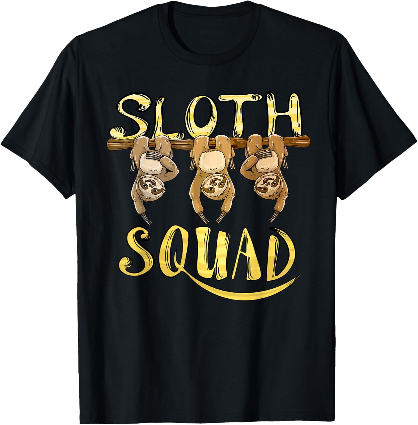 Cool Sloth Squad | Funny Lazy Slow Animal Lover Group Gift T-Shirt - T-Shirt | Black