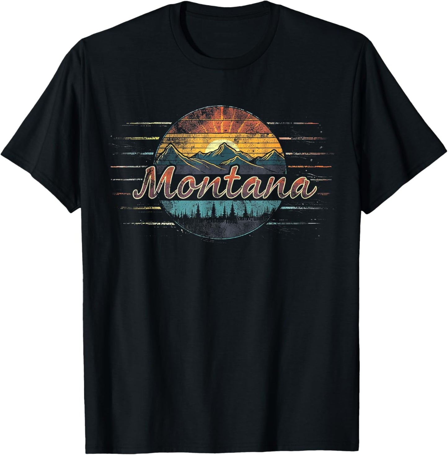 Montana -Cool Funny Graphic Vintage Men Women Kids Mountains T-Shirt - T-Shirt | Black