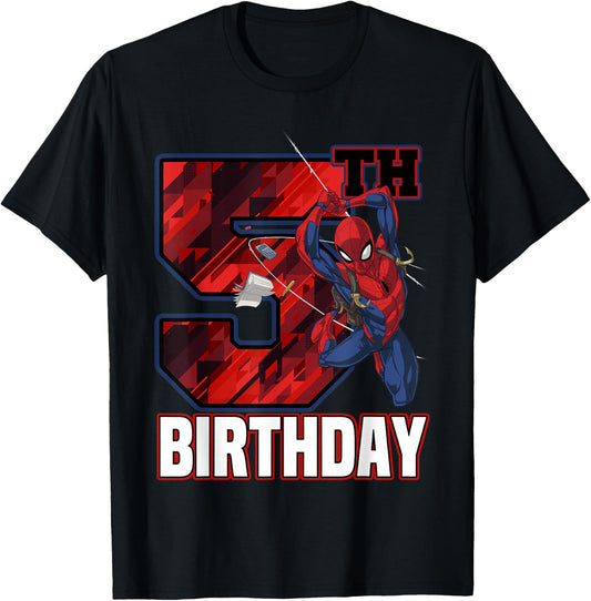 Marvel Spider-Man Web Swing 5th Birthday T-Shirt - T-Shirt | Black