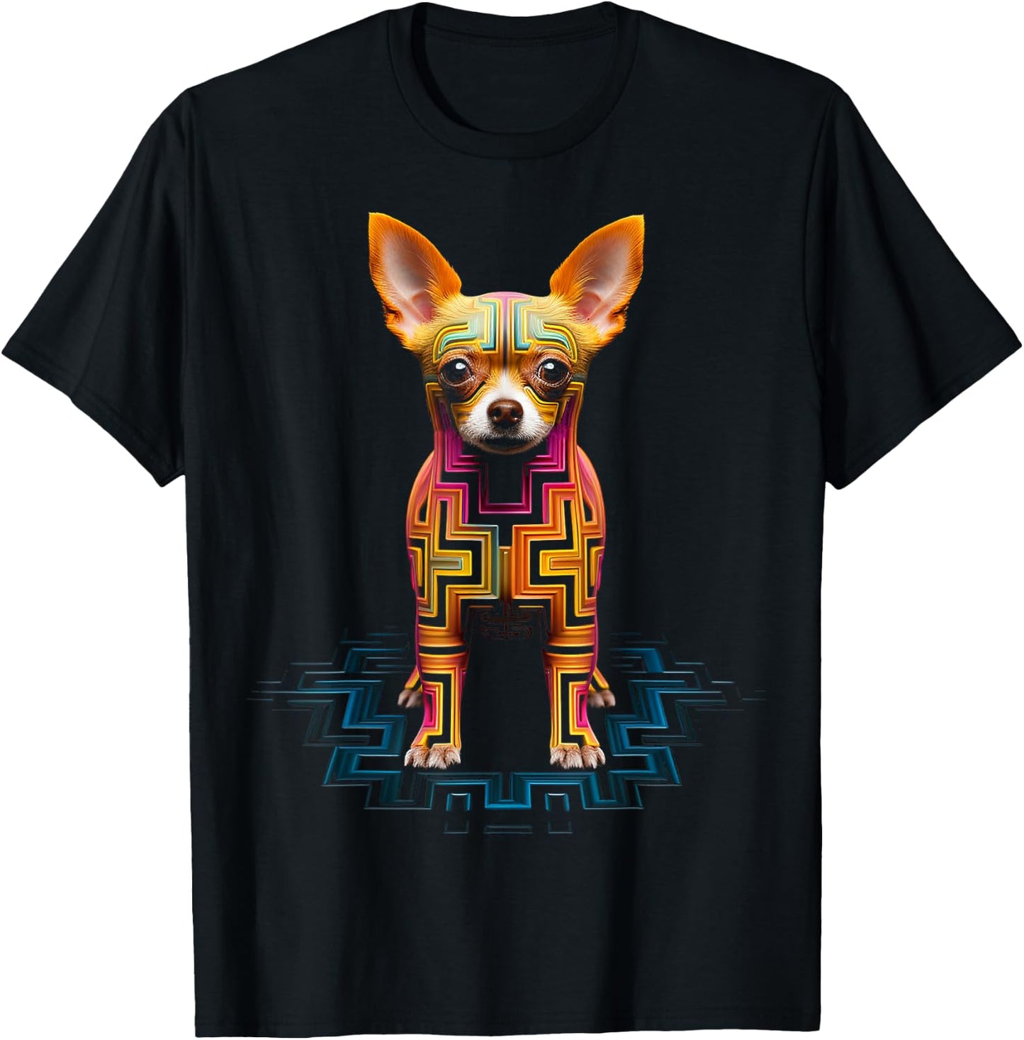 Chihuahua Lover Cute Mandala Animal Art Dog Chihuahua T-Shirt - T-Shirt | Black