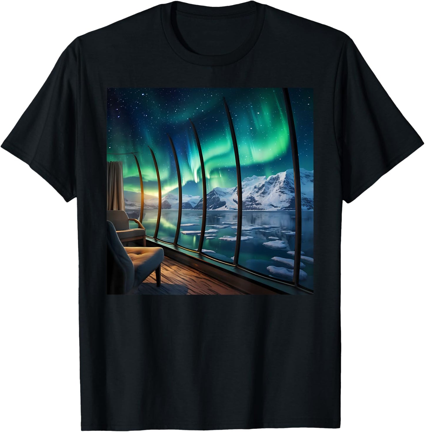 Norway Auroa Borealis Cruise Northern Lights Vacation Merch T-Shirt - T-Shirt | Black