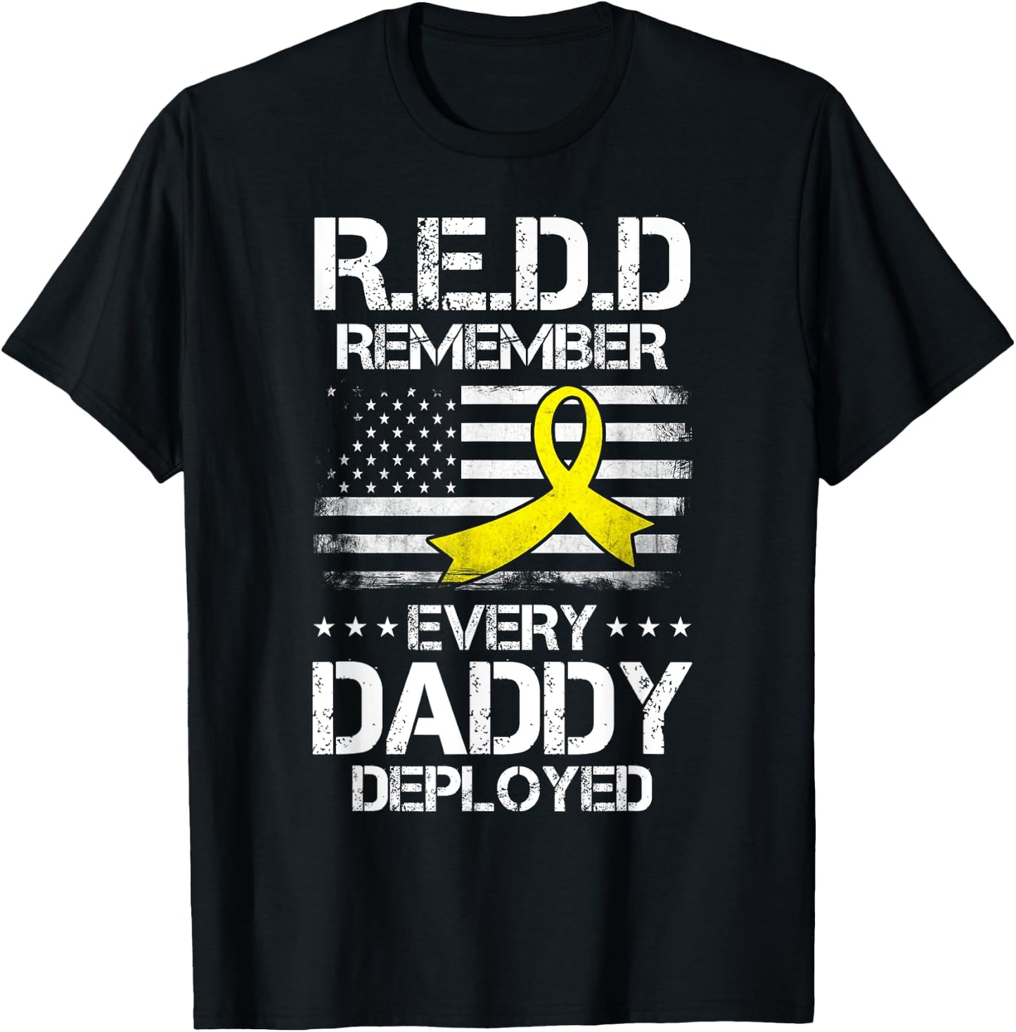Red Friday For My Daddy Remember Deployed Dad Yellow Ribbon T-Shirt - T-Shirt | Black