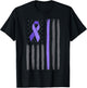 American flag ribbon stomach cancer awareness T-Shirt - T-Shirt | Black
