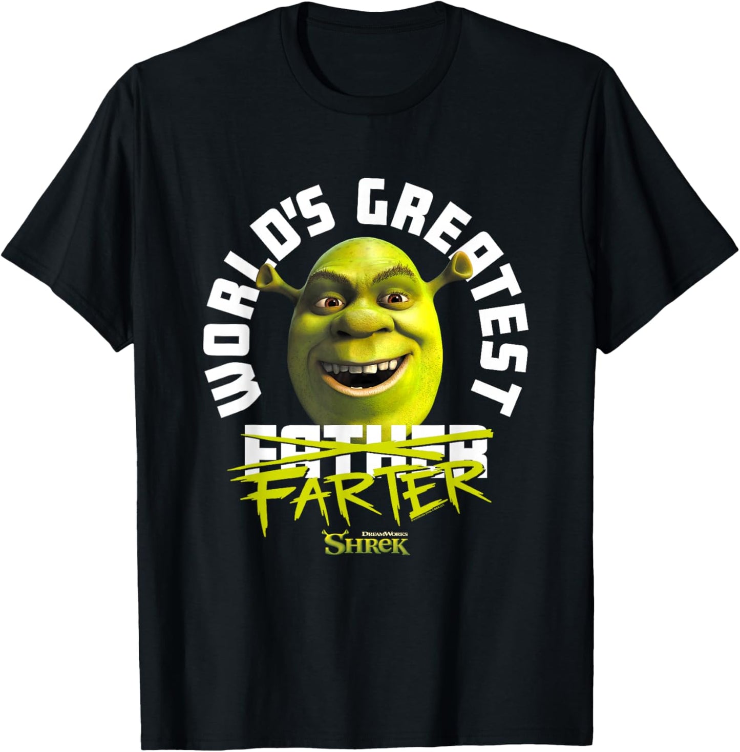 Shrek Father's Day World's Greatest Farter Chest Text Logo T-Shirt - T-Shirt | Black