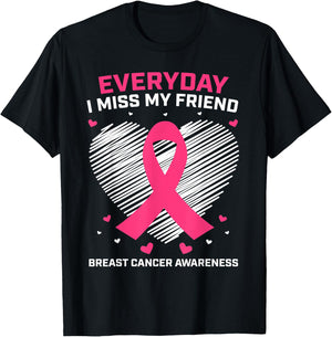 Gifts Pink Loving Memory Of Friend Breast Cancer Awareness T-Shirt - T-Shirt | Black