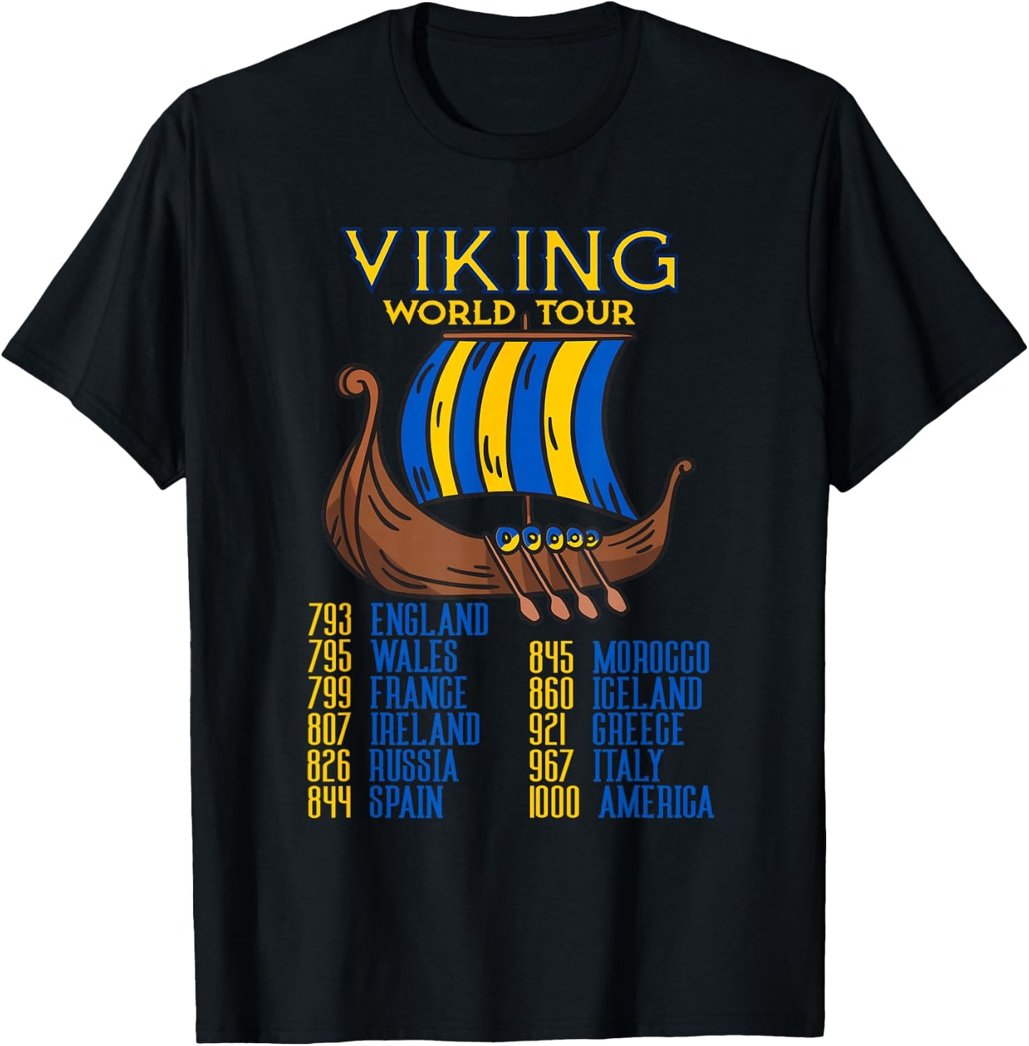 Viking World Tour Swedish Viking Ship Viking Tour T-Shirt - T-Shirt | Black