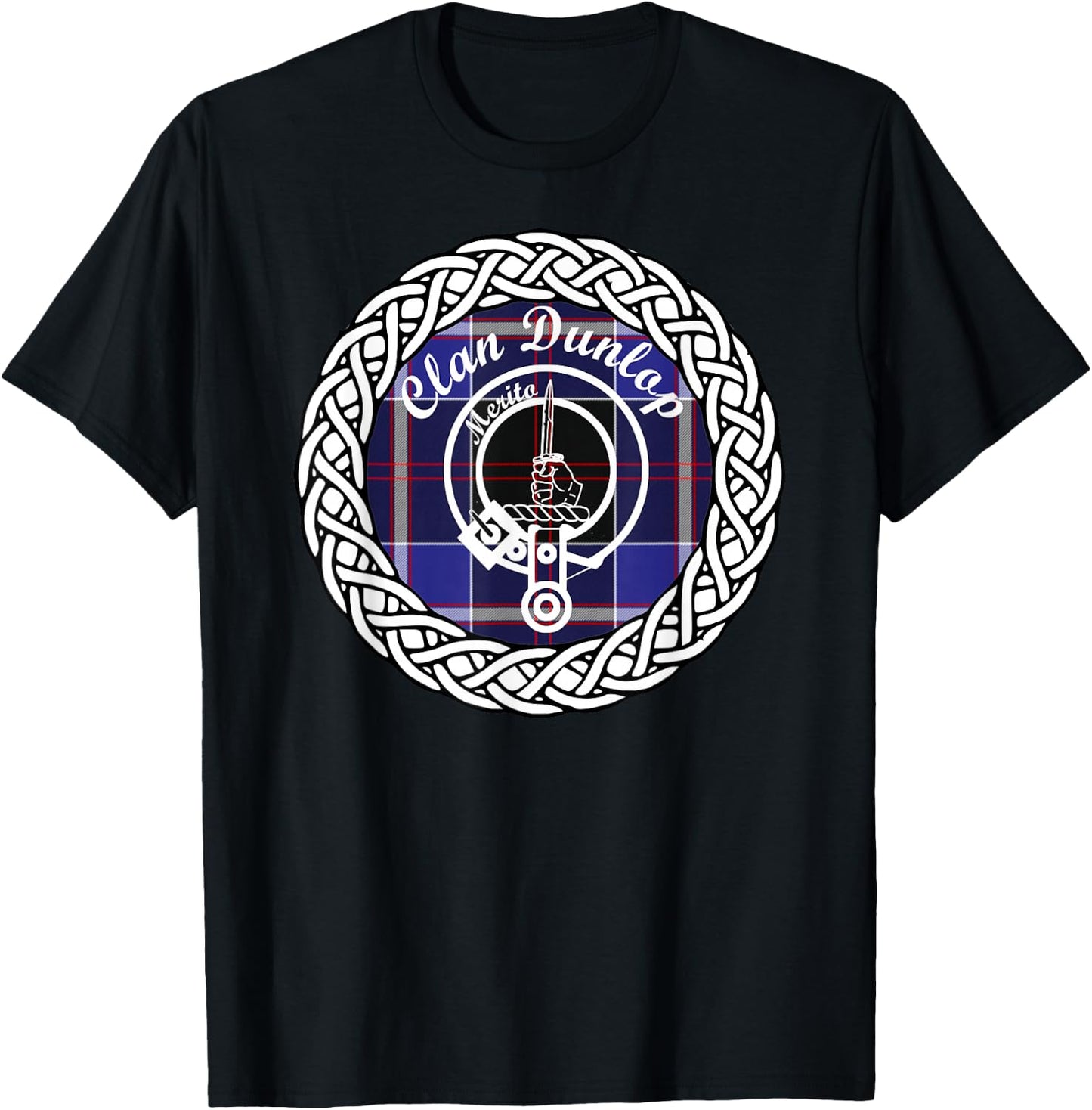 Dunlop surname last name Scottish Tartan Clan Crest T-Shirt - T-Shirt | Black